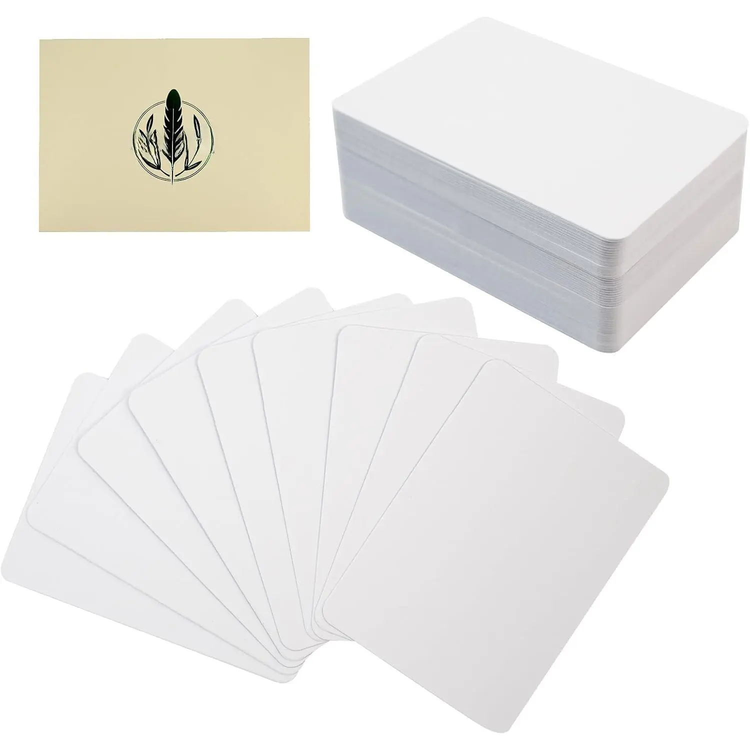 100 Sheets ATC Cards, White 300gsm Acid-Free Cardstock, Approx. 2.5 x 3.5 in Rounded Corner Artist Trading Cards, Double-Sided Blank for Journaling, Scrapbooking, Mixed Media & DIY Crafts