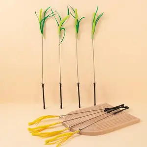 Interactive Cat & Dog Teaser Wand Toy - Durable Grass & Feather Design for Endless Fun!