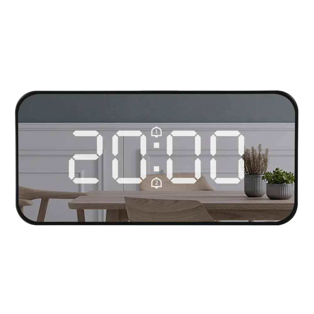 Digital Alarm Clock LED Mirror Thermometer Automatic Backlight Large Snooze Table Clock Electronic Desktop Alarm Clock