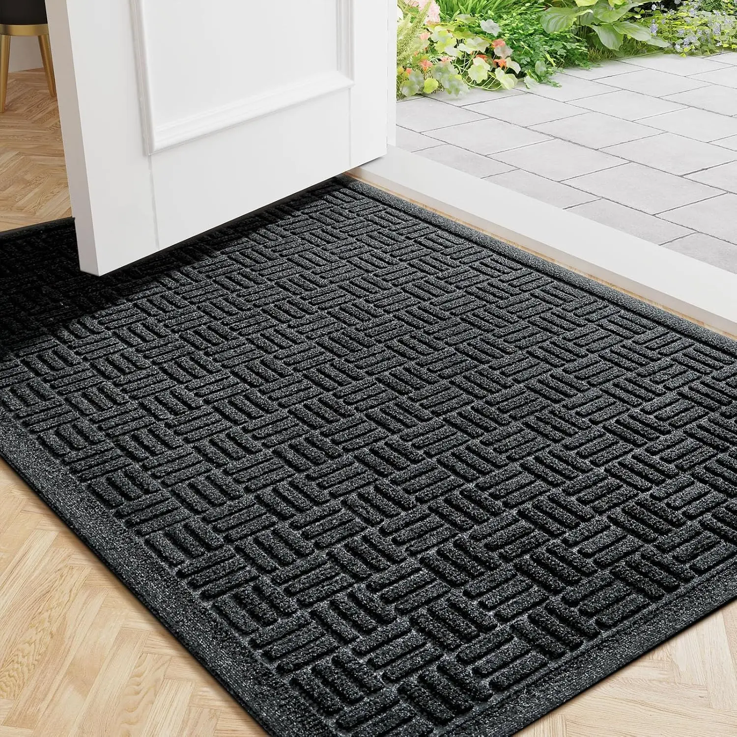 Front Door Mat, Dirt Trapping Outdoor Welcome Mats, Non-Slip Outdoor Door Mats, 29.5" x 17", Grey