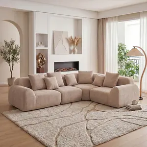 Oversized Cloud Velvet Curved Sectional Couch 118', Boneless Couch with L-Shape Chaise, Upholstered Compression Memory Foam Modular Sectional Sofa for Living Room, No Assembly Required