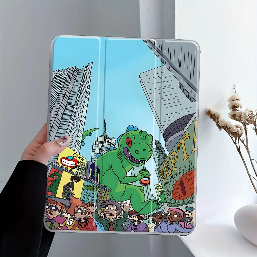 Dinosaur Cartoon Design iPad Case, Durable Tablet Casing, Transparent Acrylic Hard Back Panel With Pencil Slot, Suitable for iPad mini, Scratch-resistant Ultra-thin, Shock-resistant Full Cover Case Suitable for Office, Home