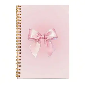 Bow Spiral Notebook, Hard Cover, University Standard Line Spacing, Elegant Ribbon, Ideal Gift for Women Teachers Students