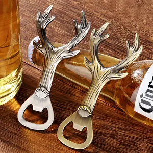 Deer Antler Design Bottle Opener, 1 Count Stainless Steel Bottle Cap Remover, Beer Opener, Bar Utensils, Gift for Men, Birthday Gift, Home Bar Accessories