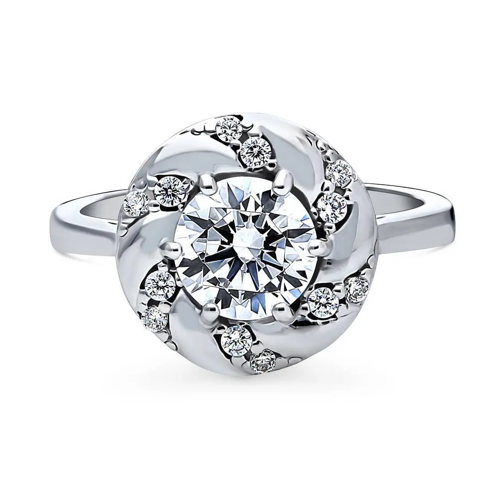 BERRICLE Sterling Silver Woven Wreath Rings for Women, Cubic Zirconia CZ Ring