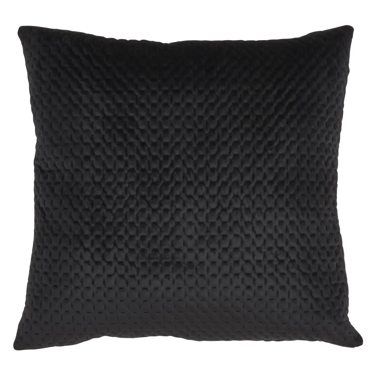 212 MAIN 22 in. Pinsonic Soft Touch Warm Velvet Square Pillow with Poly Filling, Black, Velvet Fabric, Square Shape