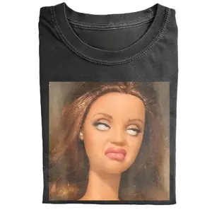 Doll Face Funny Meme T-Shirt, Doll Girl Graphic Tee, Viral Reaction Meme Shirt, Y2K Aesthetic Tee, Trendy Internet Humor Shirt, Girly Streetwear Outfit, Gift for Her, Casual Style, Fast Shipping USA