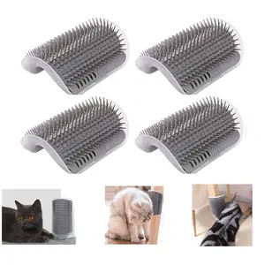 4 Pcs Cat Self-Groomer Soft Wall Corner Cat Grooming Brush Indoors Pet Scratcher Massage Comb with Catnip for Long Short Fur Shedding