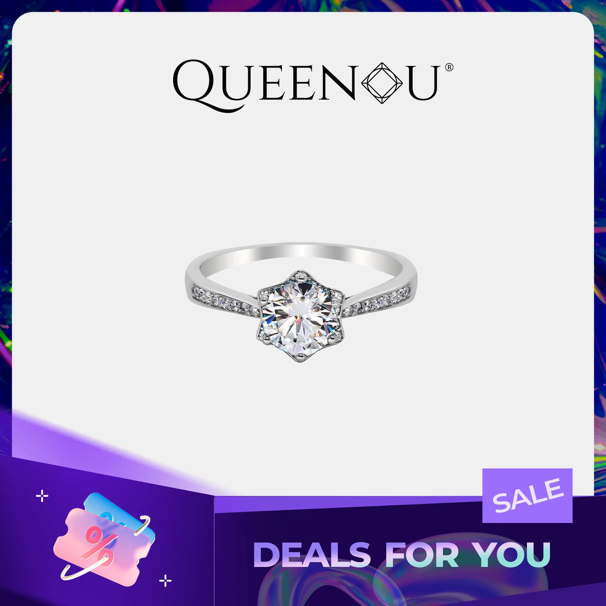 【282】1 Carat Coloured Synthetic Moissanite Ring– Vibrant and Elegant Choice for Any Occasion