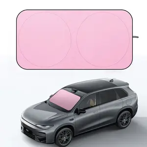 Pink Car Windshield Sun Shade,Universal Double-Ring Foldable, UV Block & Heat Insulation Sun Visor for Sedan SUV