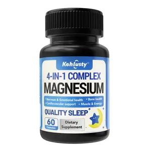 Magnesium Complex Supplement | 4-in-1 High Absorption for Better Sleep & Stress Relief, Supports Muscle Relaxation, 60 Vegan Capsules