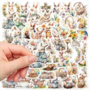 50pcs Assorted Easter Sticker Set - Cute Rabbits, Chicks, and Colorful Eggs Patterns - Self-adhesive Stickers, Suitable for Phone Cases,Skateboards, Tablets, Guitars - Holiday Decoration and Gift Sealing
