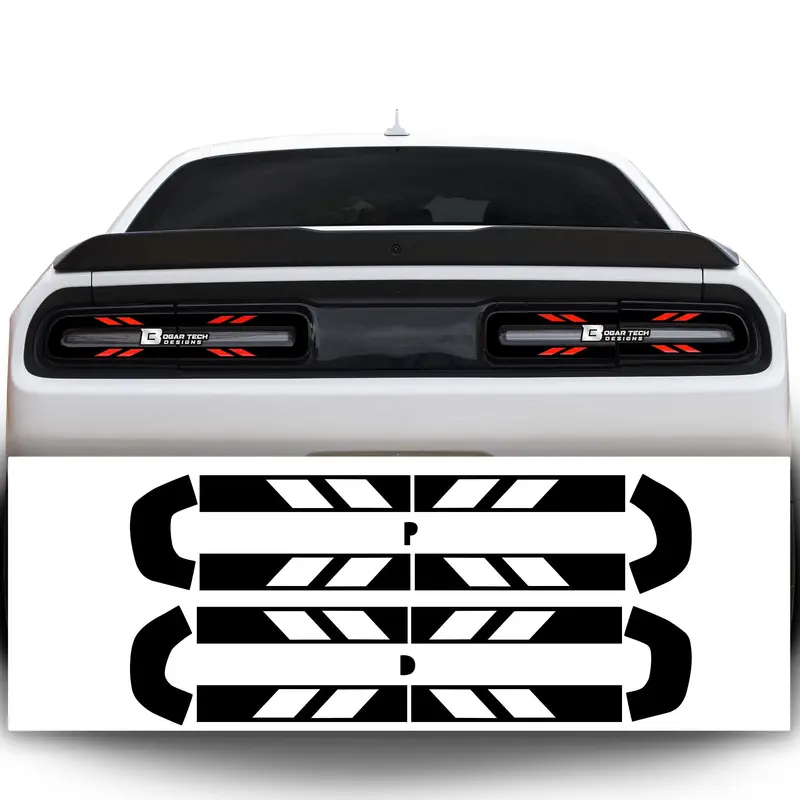 Smoked Vinyl Tail Light & Side Marker Overlay Kit For Dodge Challenger 2015-2023 – Precut Tint, 10-Piece Set