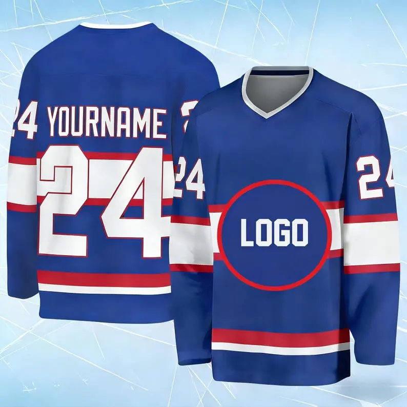 Custom Retro Hockey Jersey, Personalized Name Number Ice Hockey Shirt, Vintage Unisex Fan Jersey, Adult S-5XL