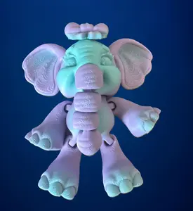 Flexi Baby Elephant 3D Printed Articulated Gradient