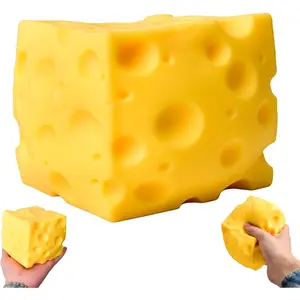Super Cheese Squishy Big Giant Large Cube Block Slow Rising Squeeze Toy squeezable Stress Relief Original Sensory / Fidget Novelty Toy and Gift for Adults (3in)
