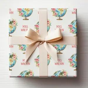 Teacher Wrapping Paper With Custom Name, Custom Teachers Gift Wrap Roll, Customizable Teacher Wrapping Paper Roll
