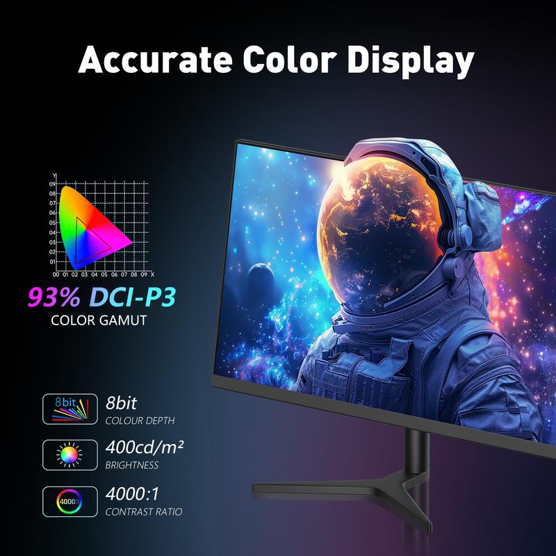 REHISK 25" Gaming Monitor, 240Hz, FHD 1080P, 1ms, VA Panel, HDR10, 92% sRGB, Frameless Design, HDMI2.0 & DP1.2, VESA Mountable