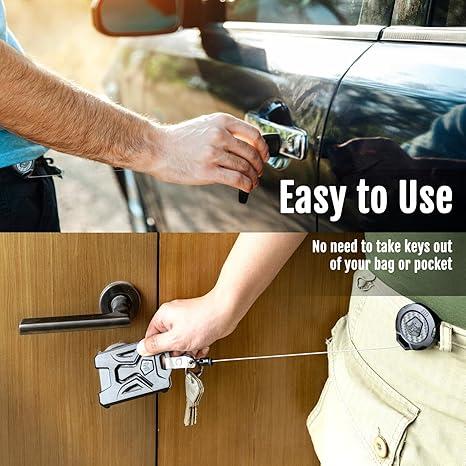 MNGARISTA Upgraded Heavy Duty Retractable Keychain with Belt Clip, 10 OZ Retraction, 31.5" Stainless Steel Cord Key Chain, 3K Carbon Fiber ID Badge Reel Holder with Badge Strap and Key Ring