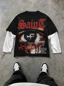 Fall outfits,Men's Fall Casual Two-Piece Knit Long Sleeve Top, Large Graphic Design, Fitted Style, Perfect for Daily & Trendy Gatherings