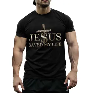 100% Cotton Jesus Christ Saved My Life Christian Faith T-Shirt Religious Gift for Women Men Daily Prayer Church Outfit
