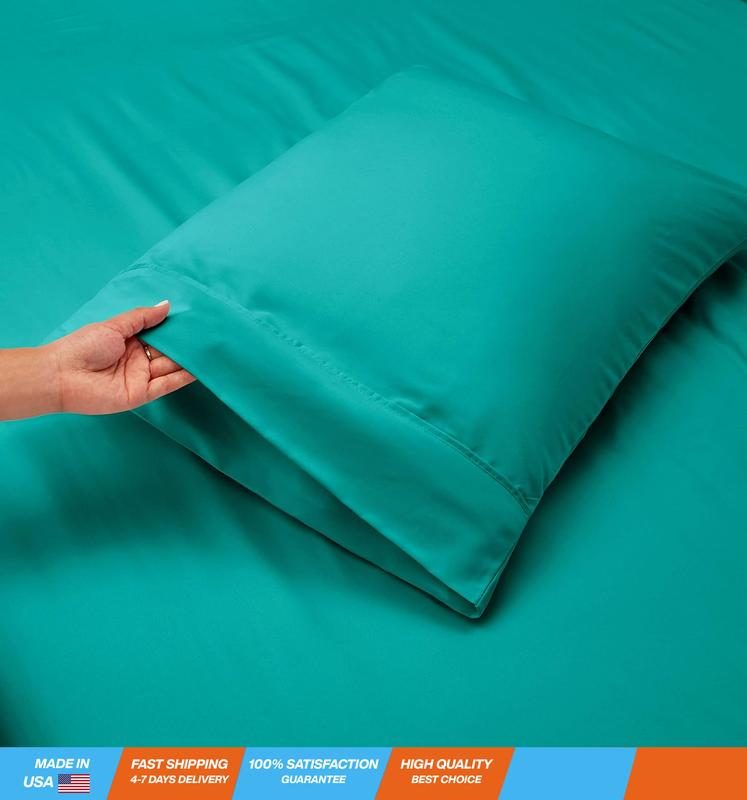 Hearth & Harbor Extra Deep Pocket Queen Sheets Sets - Fits Mattress 18-24 Inches Deep - Extra Deep Pocket Sheets - 6 Piece Queen Size Sheets - Queen Sheets Deep Pocket - Teal Sheets