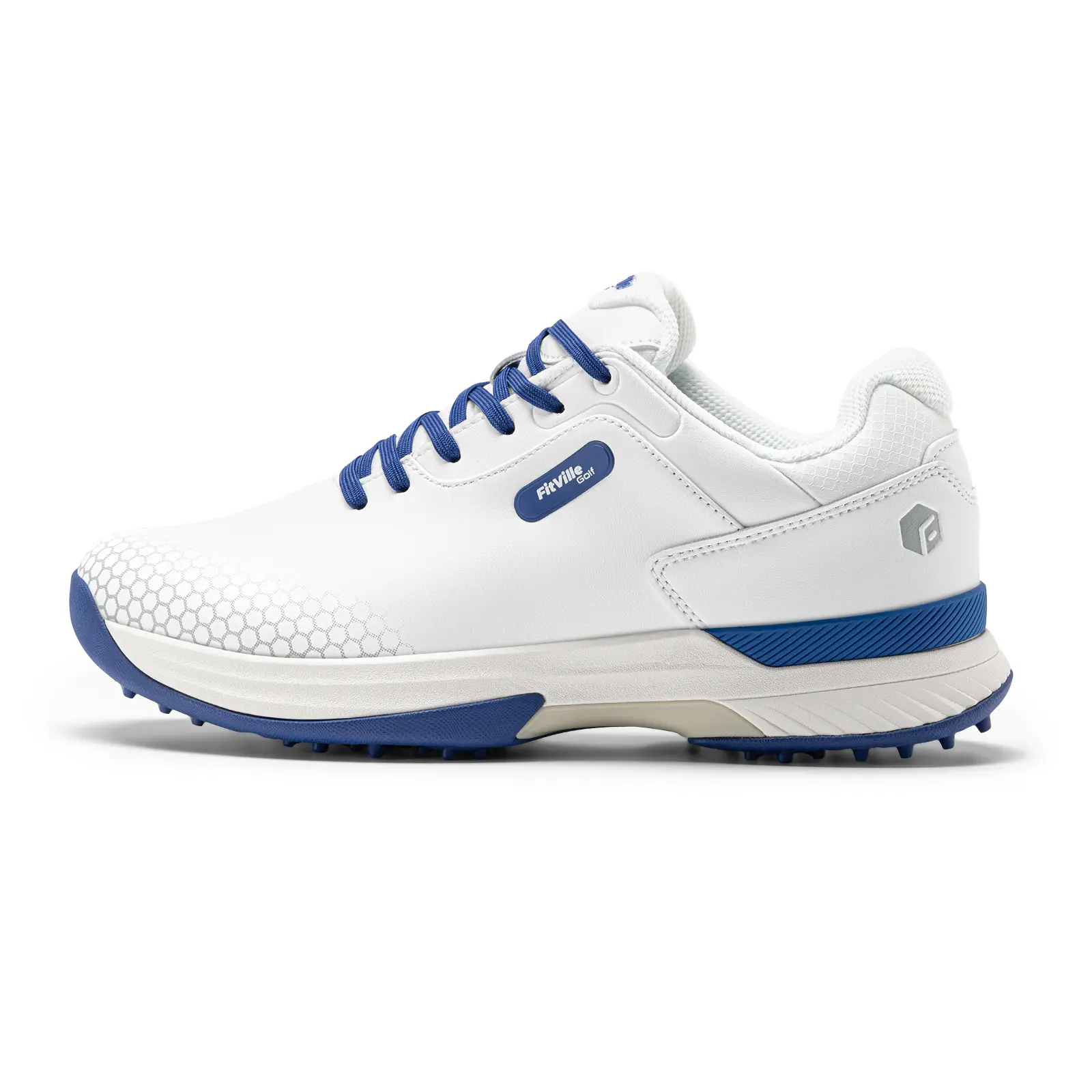 Fitville Men's SpeedEx Lightweight Microfiber Leather Golf Shoes, Wide Fit Trainers with an Extra-Wide Toe Box, Cushioned Arch Support and Slip-Resistant Rubber Spikes for Stability, Father's Day Gifts, Golf Course