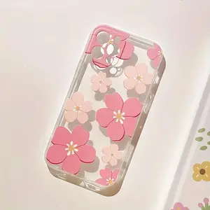 Floral Pattern Phone Case Protector, Clear Phone Cover, Phone Accessories Compatible with iPhone 14 13 12 11 XS XR X 7 8 6s Mini Plus Pro Max SE, Flower