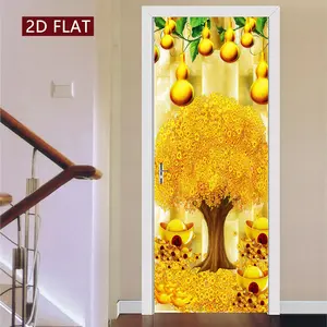 Tree & Gourd Pattern Door Sticker, 2 Counts/set Easy Apply Peel & Stick Door Decal, Waterproof & Scratch Resistant Decoration Painting for Home Wall Decoration, Ornaments