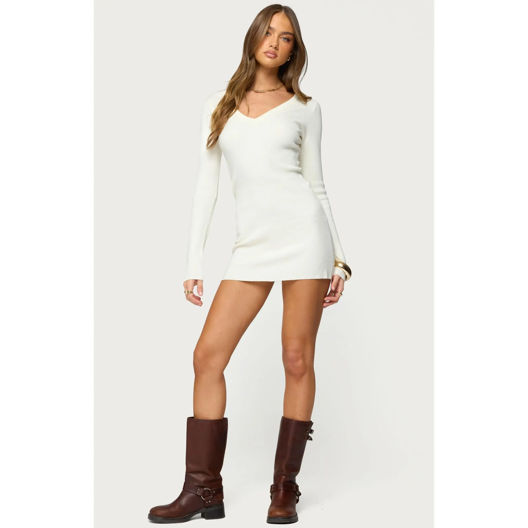 Edikted Women's Kaitlyn Long Sleeve Knit Mini Dress