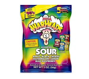 WARHEADS - Extreme Sour Hard Candy - Assorted Flavors - Sour Apple, Black Cherry, Blue Raspberry, Lemon & Watermelon Flavors - 2 oz. Bag