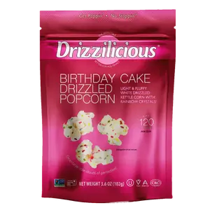 Drizzilicious Popcorn Birthday Cake Flavor 3.6oz 5 Pack - Handmade, Non-GMO, Gluten-Free, Crunchy Snack for All Ages