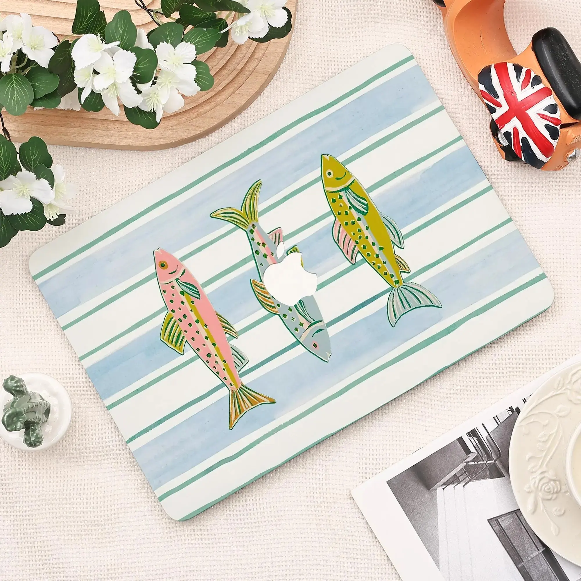 Stripes Fishes Cover Macb Case for Macb Air 15 13, Macb Pro 16 14 13 Inch,  Macb Protective Case Cover