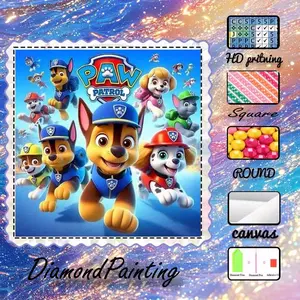5D-DIY, high-grade velvet canvas, diamond art, diamond painting kit, cartoons, dogs, AB diamonds, fairy dust diamonds, crystal diamonds, perfect home decoration, handmade diamond art painting kit, special craft diamond art kit, Diamond Art Tools