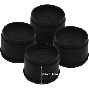 4 Sets Furniture Risers 2 inch Black Bed Risers, Heavy Duty Round Stackable Bed Lifts Risers 2" or 4" for Table, Sofa, Couch, Desk, Adjustable Bed Frame Risers