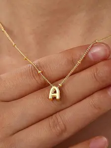 Personalized Initial Necklace, Custom Initial Necklace, Dainty Glossy Copper Letter Pendant, Multi-Layer Chain, A-Z Monogram, Stackable Choker Jewelry Gift