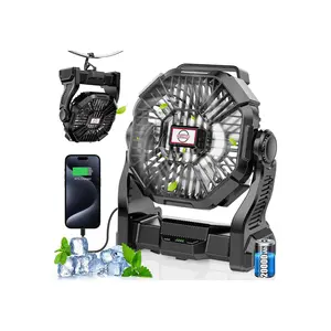 20000mAh Multifunction Portable Battery Operated Fan with LED Lantern, USB Charging Adjustable Cooling Fan for Camping, Home Office