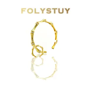 [Adjustable brushed bamboo bracelet set with diamonds]【FOLYSTUY (YNT09)】Adjustable brushed bamboo bracelet set with diamonds, Unisex, Fashion Trends