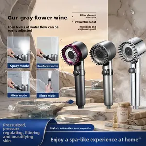 New model high-flow shower head, household bathroom handheld shower head with powerful filtration, purification, and pressure-boosting hose set