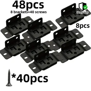 48pcs Heavy-Duty L-Shaped Metal Brackets with 40 Screws - Wide Base 90-Degree Angle Buckle Connectors Suitable for Furniture, Shelving, Cabinets, Tables - Screw-Hole Installation, Durable Joint Brackets for DIY & (Cost-Effective)