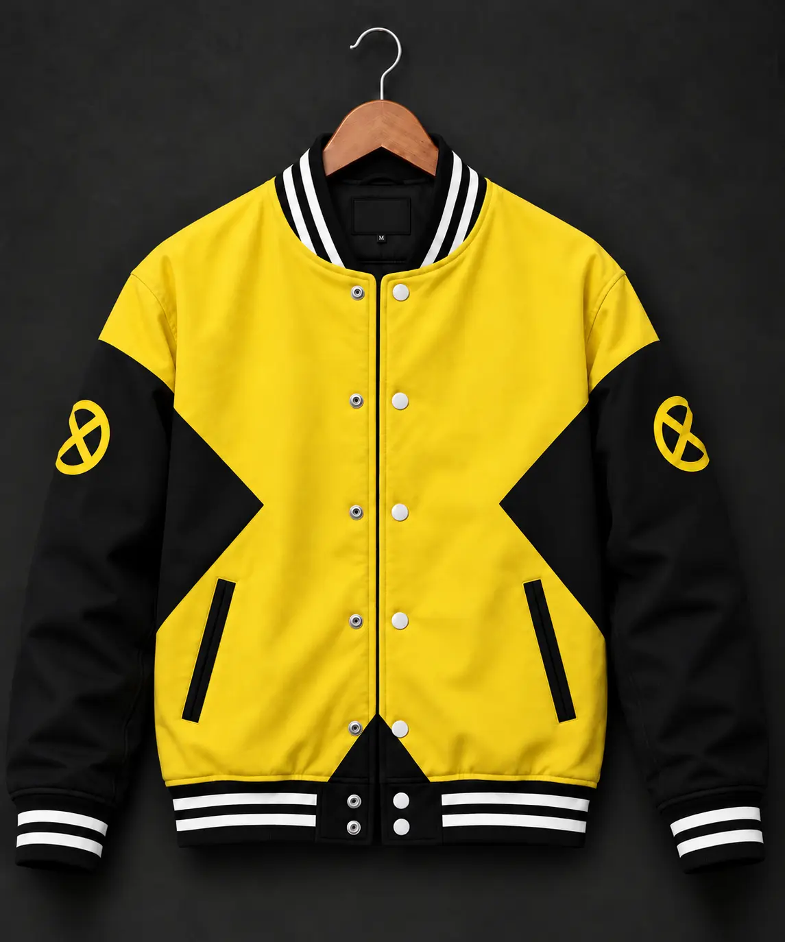 Varsity Jacket, Vintage X Men Yellơ Black Baseball Coat, Retro Mutant Streetwear