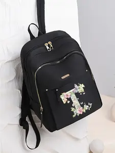 Fashion Printed Backpack, Classic Versatile Design, Colorful Letter Pattern, Large Capacity, Durable Material, Perfect for Daily Use, Stylish Daypack, Casual Printed Backpack