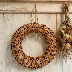 1pc handmade rattan wreath hanging ornament, 12 inches retro country style, suitable for Easter, Thanksgiving, Christmas decoration, spring and summer decoration, easy to install