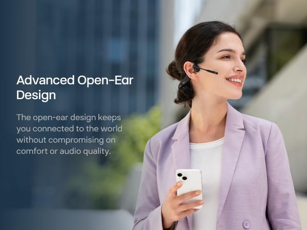 SHOKZ OpenComm2 - Open-Ear Bone Conduction Headphones, Wireless Bluetooth Computer Headsets with Noise Canceling Mic and Mute Button for Work, Call, Meeting, 16 Hours Talk Time for Mobile & PC, Black