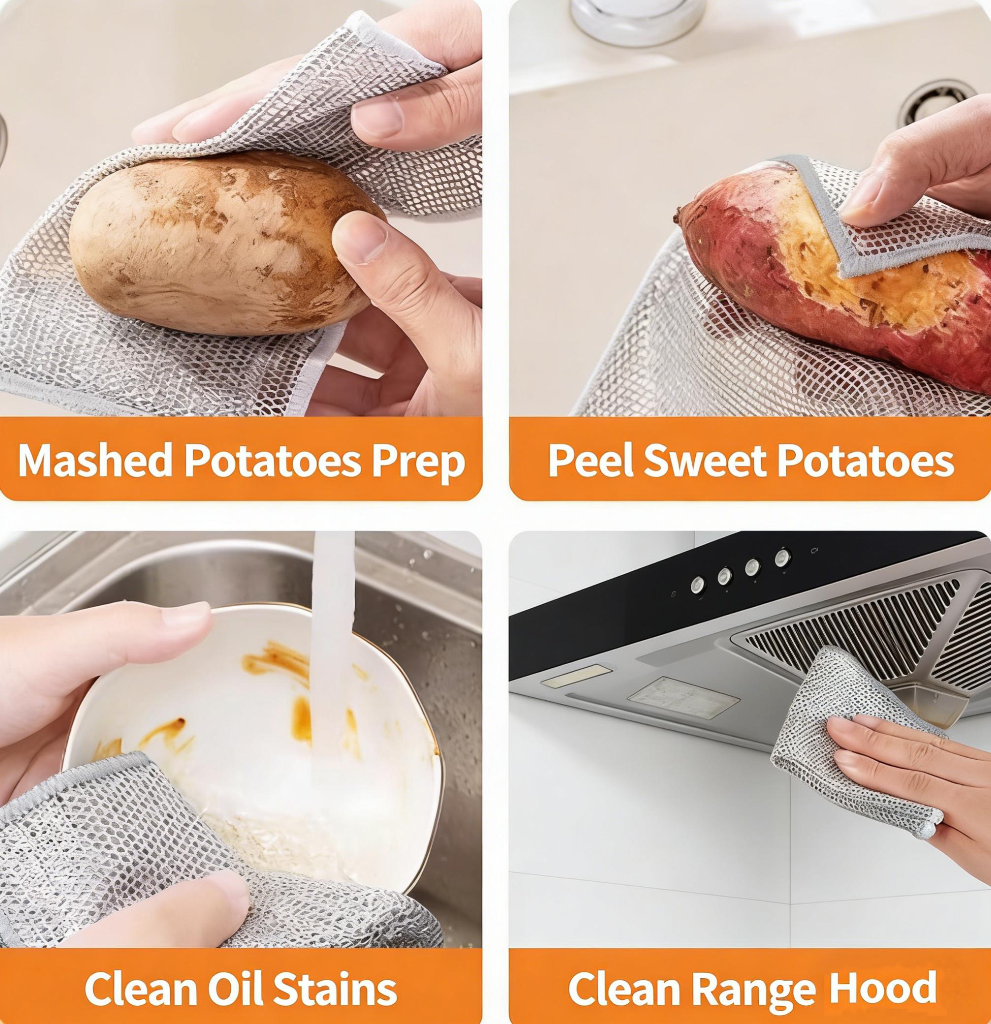 10 Pack Non-Stick Oil Double-Sided Grid Dishcloth - Easy Clean Kitchen Cleaning Towel for Dish & Pan Washing