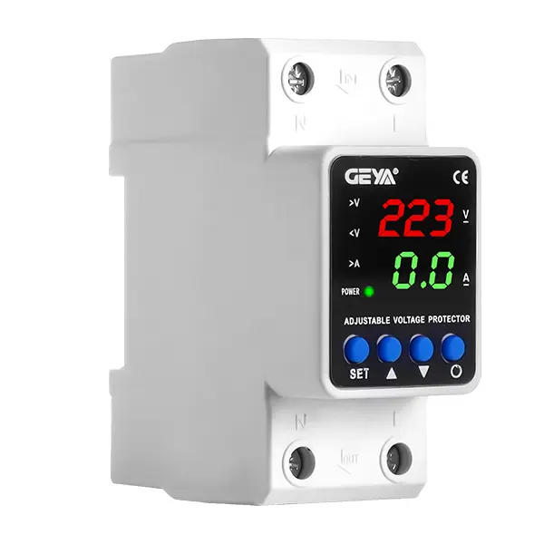 GEYA GPS6-VA5 2-Pole DIN Rail Mount Digital Voltage Protector, 63A 110V Auto Reset Power Monitor with Over-Under Voltage & Overcurrent Protection