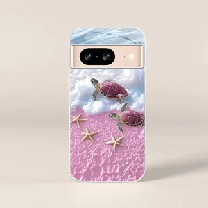 Cute tropical summer vacation phone case, clear coastal island ocean bumper for Google Pixel 8 — 975