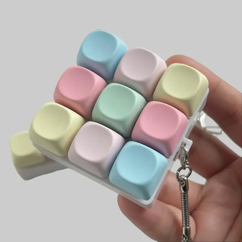 Colorful Keyboard Fidget Clicker Keychain Toy - Lightweight, Ergonomic Grip, Silky Smooth Portable Mechanical Clicker, Durable Silicone Stress Relief Accessory, Pocket-Sized Backpack-Friendly Gadget for Adults, Adds Life to Plain Bags, Retro Look
