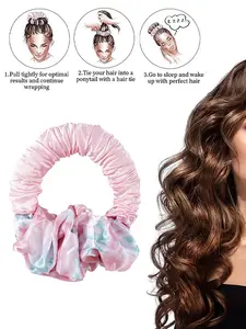 1pc Satin No Heat Sleep Hair Curler, Soft Round Bun Hair Roller, Damage-Free Long Hair Styling Tool for Night Use