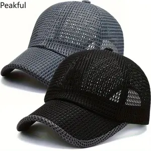 2PCS Men’s Summer Fishing Hat Breathable Mesh Baseball & Duck Tongue Design Lightweight Sunscreen Hat for Outdoor Leisure, Hiking & Sun Protection